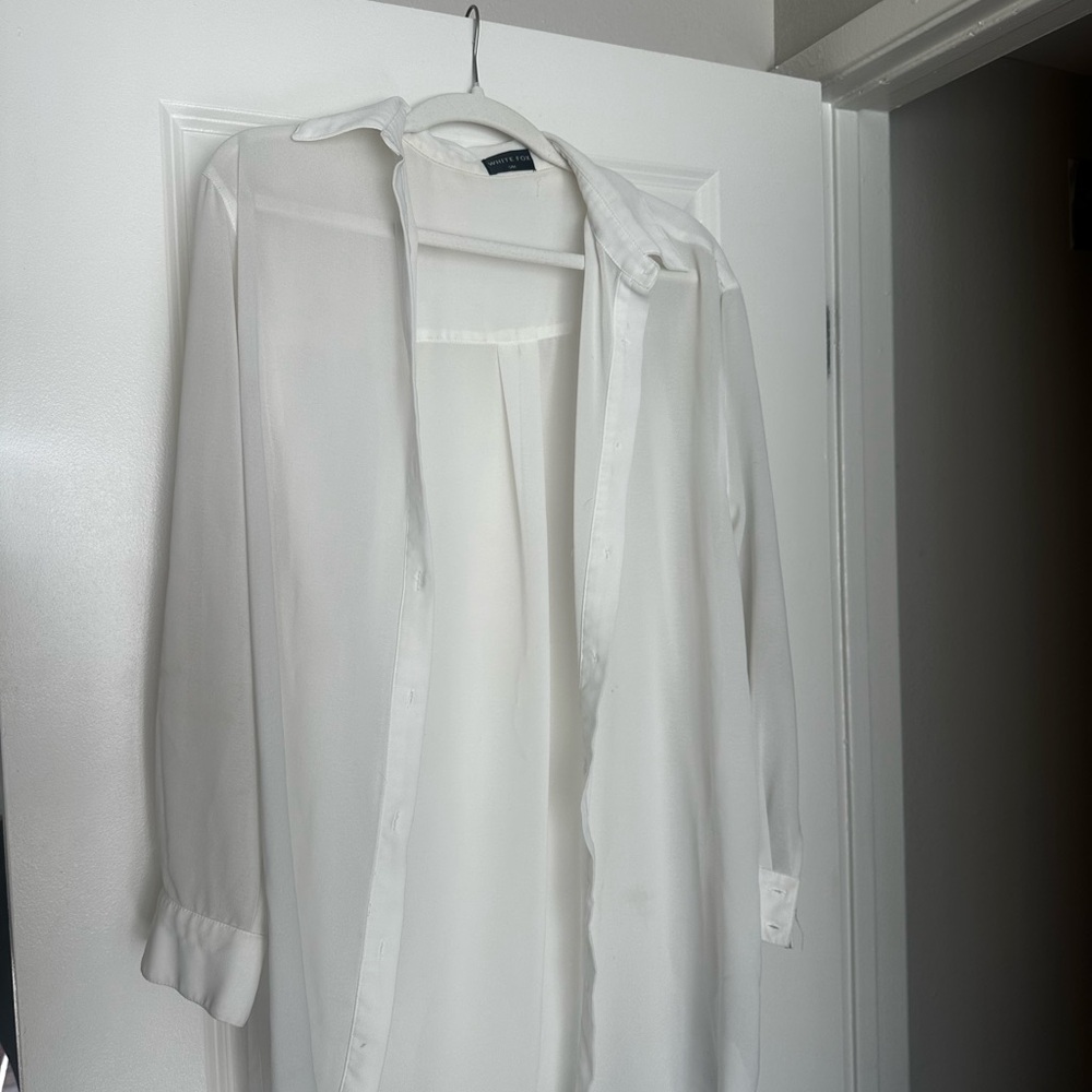 White Fox Boutique Shear White Button Down Top